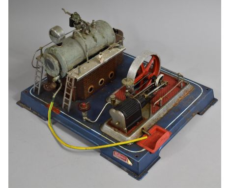 A Mid 20th Century Tinplate Continental Stationary Engine and Boiler 