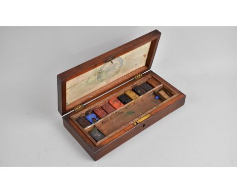 A Late Victorian/ Edwardian Mahogany Cased Watercolour Set, "The Prize Color Box" by Newman of London, Removable tray and Cer