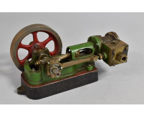 A Vintage Scratch Built Horizontal Steam Engine with 70mm Flywheel, Turns Freely, 15cm Long 