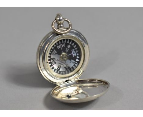 A Silver Cased F. Barker and Son Compass with Mother of Pearl Dial, 3.5cm diameter 