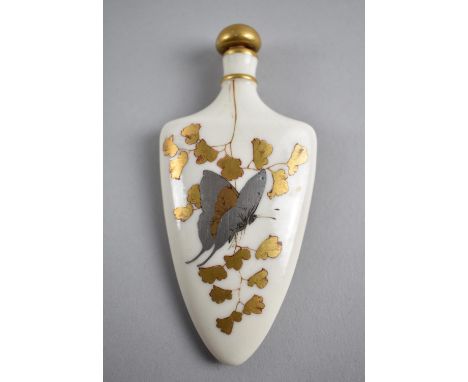 A Royal Worcester Porcelain Perfume Bottle Decorated in 24ct Gold with Butterfly Motif, Worcester Mark in Reverse, 10cm high 