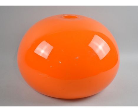 A 1970's Orange Opaque Glass Ceiling Light Shade, 34cm Diameter 