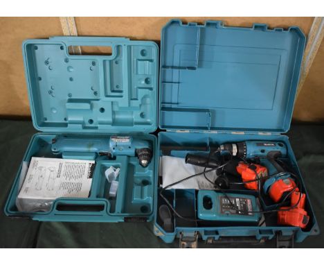 A Boxed Makita Cordless Percussion Driver Drill together with a Boxed Makita Cordless Angle Drill (Untested) 