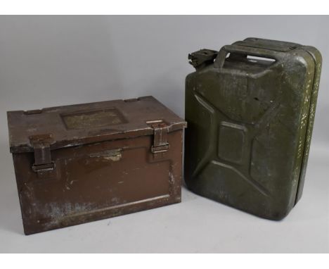 A War Dept. Jerry Can Dated 1953 together with a Ammunition Box Marked SV140a H50MK1 SF1961 