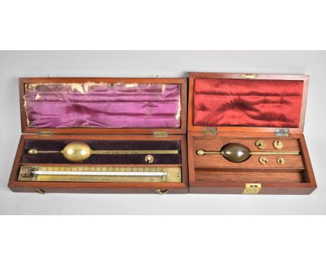 Two Late Victorian/Edwardian Mahogany Cased Hydrometer Sets by Buss, Hatton Garden, London and Aston and Mander London, Incom