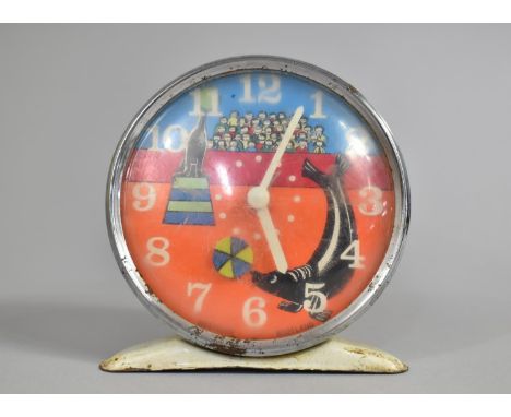 A Vintage Child's Alarm Clock Decorated with Circus Seals, Working Order 