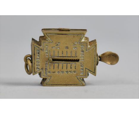 A Late 19th Century Brass Miniature Letter Scale with Hinged Lid, 4cms High 