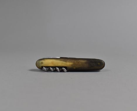 A Vintage German Folding Multitool Knife by Robert Klaas, Horn Scales 