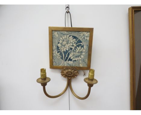 A set of five tile-back gilt metal wall light sconces, 26.5cm tall