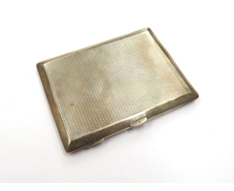 A silver cigarette case with engine turned design with G.A.C monogram, Birmingham 1927, misshapen, 177g