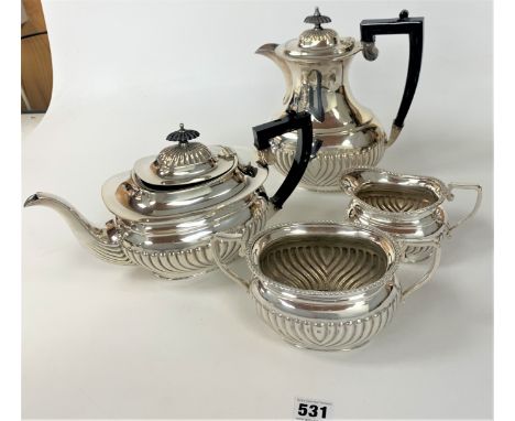 4 piece silver plated tea service inc. Teapot, water pot, sugar bowl and cream jug