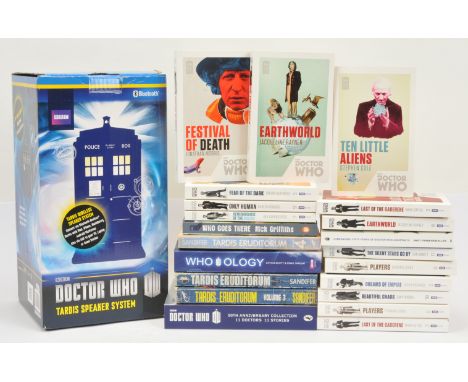 BBC Books Doctor Who Quantity of Doctor specific novels, Tardis Eruditorums plus WhoSounds Tardis Bluetooth speaker in mixed 