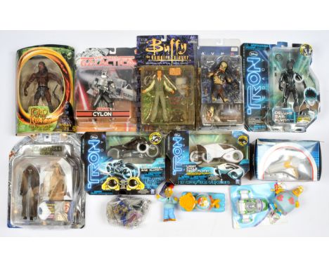 Quantity of TV &amp; Film related sealed action figures, to include Spin Masters Tron Legacy, ToyBiz The Lord of the Rings Ne