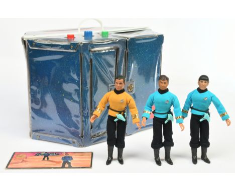 Mego vintage Star Trek U.S.S. Enterprise playset &amp; 8" figures x3, Good to Good Plus, unchecked for completeness. See phot