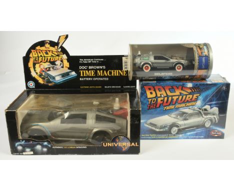 Back to the Future Delorean Time Machine collectables x3, to include Polar Lights plastic model kit (sealed), Placo Toys Batt