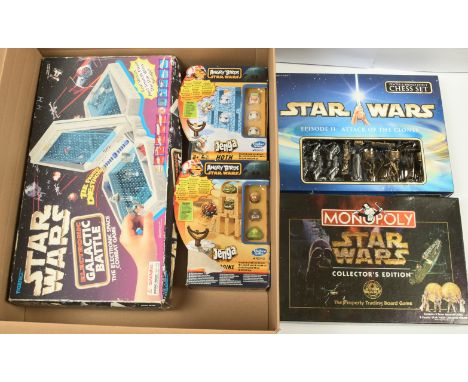 Star Wars related games, to include Tiger Electronic Galactic Battle, Hasbro Angry Birds Jenga, Character Episode II Chess se