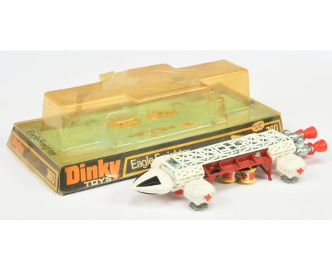 Dinky 360 Space: 1999 Eagle Freighter, white version, with red rear and side thrusters. Good Plus, with Good carded base and 