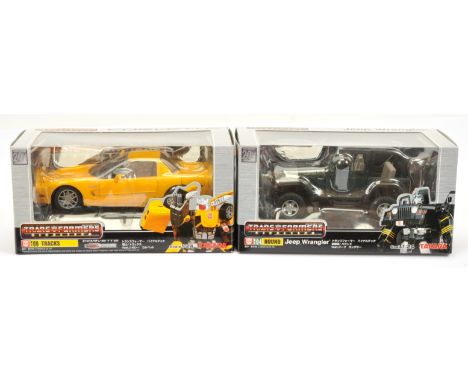 Takara Transformers Binaltech 1:24 scale Pair, to include BT06 Warrior Tracks Corvette Z06 (Yellow) and BT04 Scout Hound Jeep