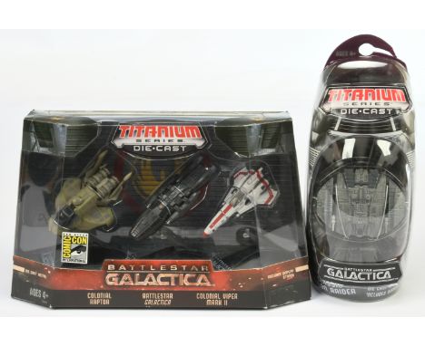 Galoob Micro Machines Titanium Series Diecast Battlestar Galactica ship sets, to include San Diego Comic Con 3 ship set and C