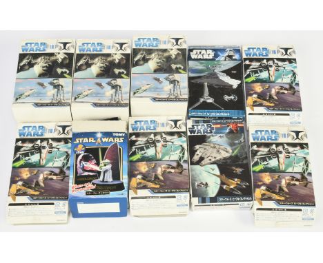 F-Toys Star Wars Japanese 1/144 scale Vehicle Collection model kits x9 &amp; Tomy model kit, all unmade, to include X-Wing Fi
