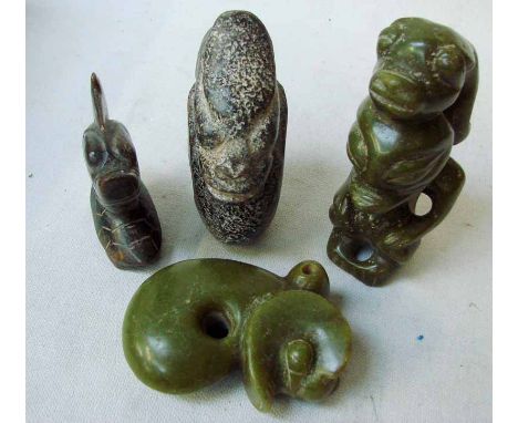 A collection of four Chinese Hongshan jade/hardstone figures/devices, 10cm to 15cm (4)