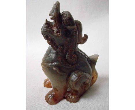 A Chinese carved jade sculpture of a Pixou, 17cm high 