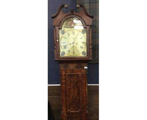 VICTORIAN MAHOGANY LONGCASE CLOCK, by Kier of Falkirk, with two train movement, the painted dial with Roman and Arabic numera