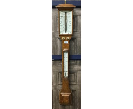 EARLY 20TH CENTURY STICK BAROMETER BY W.N. TELFORD, of Chester, with white ivory dial above two knobs and an ivory thermomete