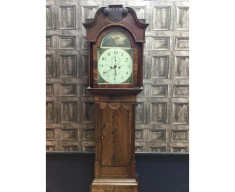 19TH CENTURY MAHOGANY LONGCASE CLOCK, by John Briggs of Gargrave, with two train movement, the painted white dial with Arabic