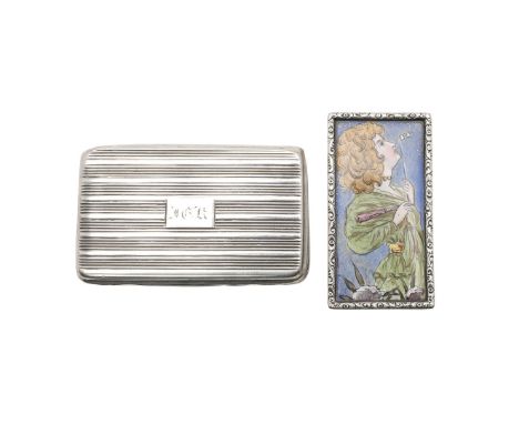 rectangular form, with reeded decoration, initialled, gilt interior, marks distorted/ worn, Birmingham c.1820, together with 