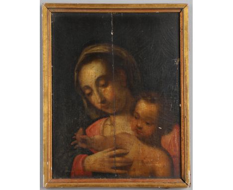 Oil on panel, possibly a fragment 34 x 26cm.   *CR  Evident vertical split; some craquelure; some flaked losses; needs a clea