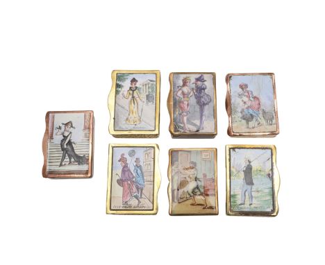 three revealing "naughty" scenes on the inside of the covers and four others; the largest 1.9" (4.8cm) long (7).   *CR  All w