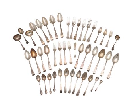 to include 5 tablespoons, 6 table forks, 10 dessert spoons, 4 dessert forks, 3 grapefruit spoons, 11 teaspoons (various sizes