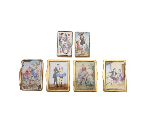 three with romantic scenes, two with ladies (three revealing "naughty" scenes on the inside of the covers) and one with a Que