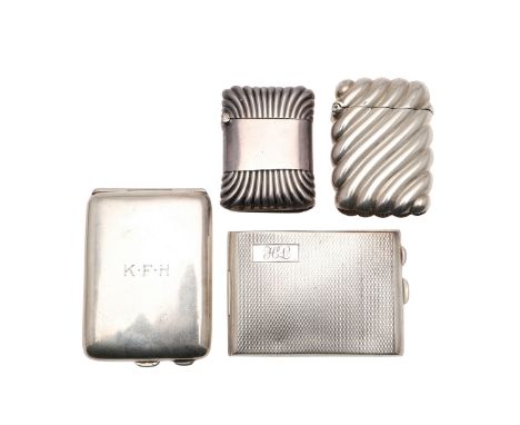 one of cushion fluted form, by Charles Edward Solomon, Birmingham 1896 and the other rectangular with rounded corners and dia