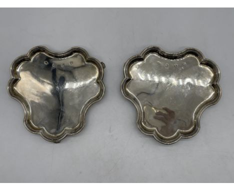 Two Hallmarked Silver Three Legged Trays. 
Total weight 694gr. 