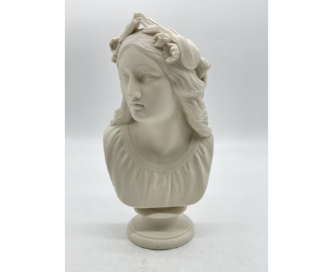 Parian Ware Bust of Oenone - W C Marshall R A Sculp - W T Copeland - Crystal Palace Art Union. 
Damaged, please see the pictu