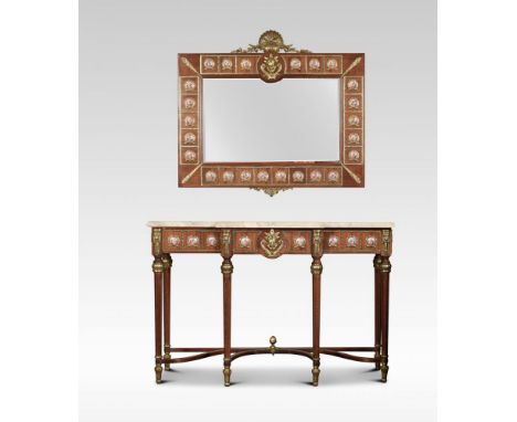 Louis XVI Style Marble Top Console Table and Wall Mirror.