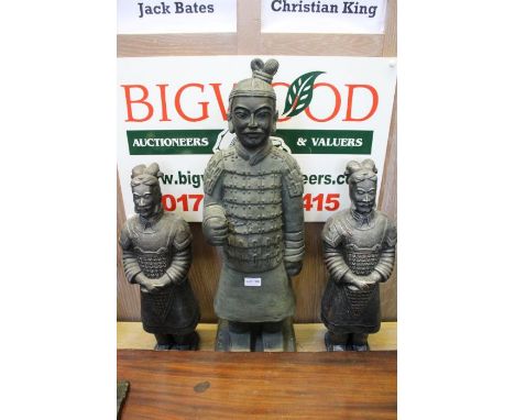 Three reproduction Terracotta Army figures