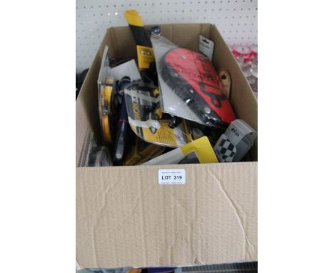 A box containing a selection of domestic tools &amp; accessories, the majority in original packaging