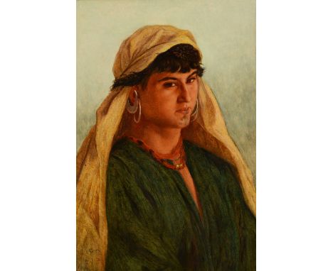 FREDERICK GOODALL (1822-1904) Portrait of a Marsh Arab, signed with monogram and dated 1871, oil on canvas, 51 x 34cm