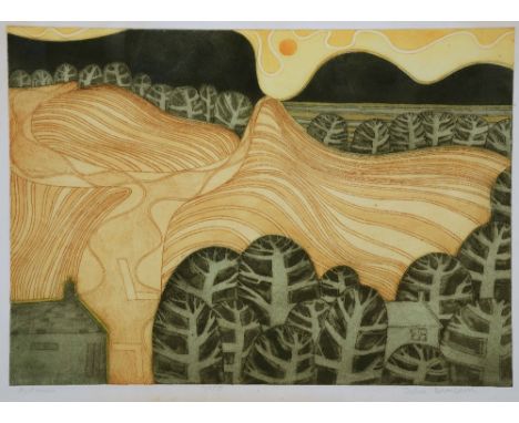 JOHN BRUNSDON (1933-2014) 'Autumn', etching with aquatint in colours, signed in pencil to the margin and titled, 45 x 60cm
