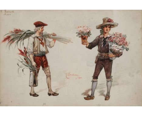 WILLIAM JOHN CHARLES PITCHER (1858-1925) 'Peasants Act I, signed 'Wilhelm' and dated 1901, inscribed with title, watercolour,
