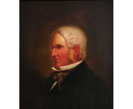 ENGLISH SCHOOL (EARLY 19TH CENTURY) Bust length portrait of a gentleman with grey hair wearing white collar and dark jacket, 