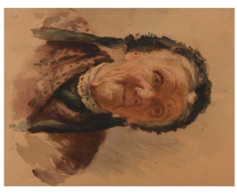 * FAIRBAIRN Portrait of a mature lady wearing a bonnet, signed, watercolour, 32 x 25cm