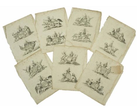 F CHESHAM AFTER C CALTON A loosely bound book of 116 heraldic crest engravings, 23 x 19cm (pl), 29 x 23cm (sh)