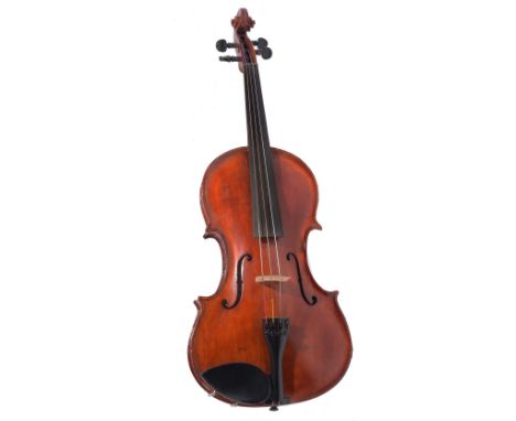 A VIOLA with two piece back and with label inscribed 'Louis Fussell' maker Bedford 1989