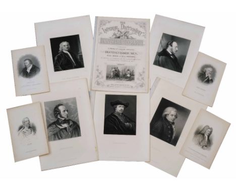 A FOLIO OF VICTORIAN ENGRAVINGS of 'Portraits of Distinguished Men of all Ages and all Nations', (approximately eighty six), 