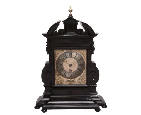 A fine and rare North Italian ebonised architectural table timepiece with...   A fine and rare North Italian ebonised archite