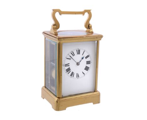 A French lacquered brass carriage clock Unsigned   A French lacquered brass carriage clock Unsigned, circa 1900  The eight-da